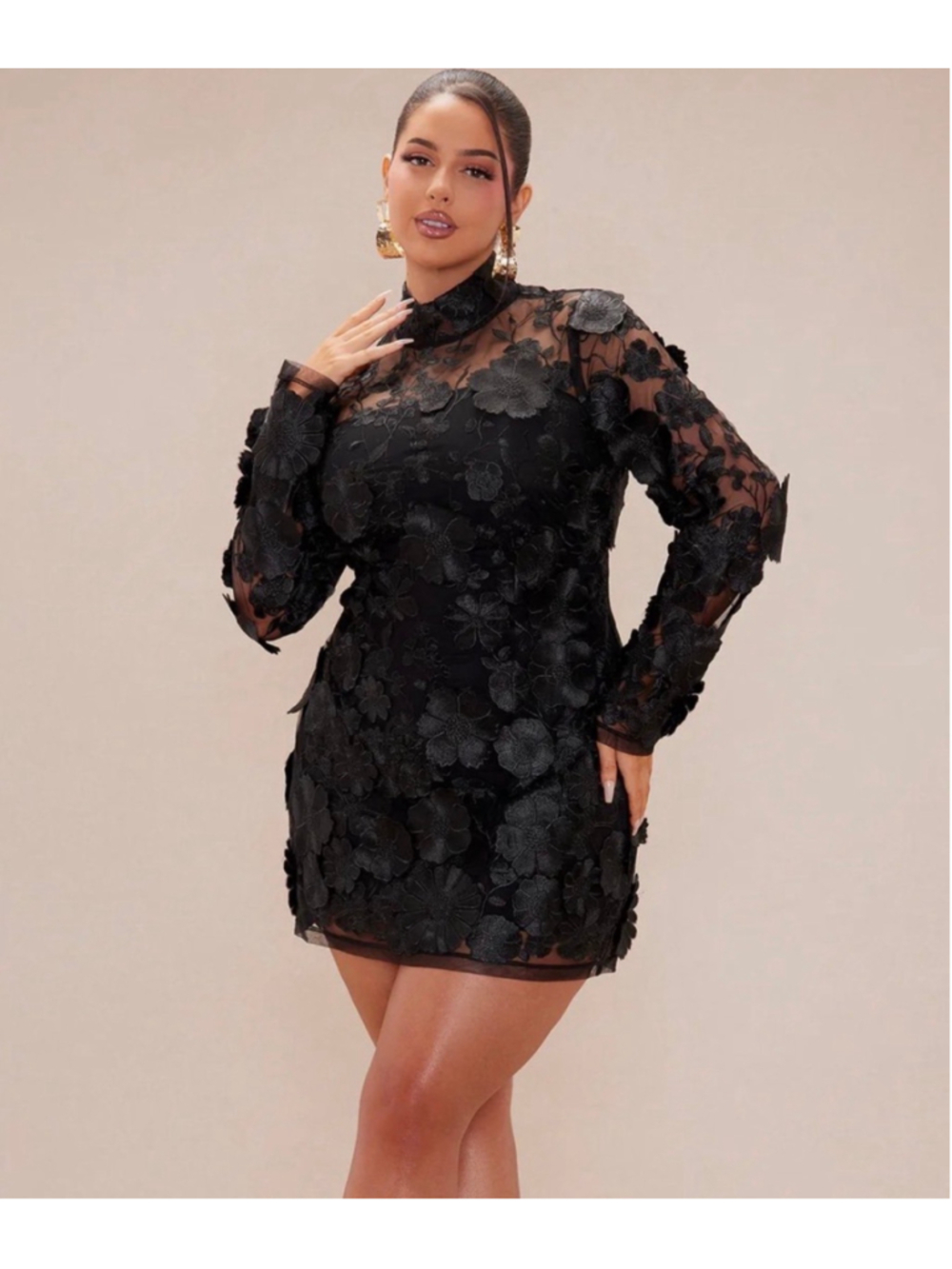 NWT Fashion Nova Curve Michelle Embroidered Mini Dress Black 3X